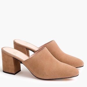 New J.Crew High Block Heel Mules in Suede, J8226